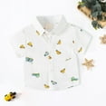 thumbnail image 2 of Coerni Boys Toddler Button Down Shirt Short Sleeve Cotton Car Print Lapel Shirts, Summer Casual Tops Baby Clothes Trendy Tees, 2 of 9