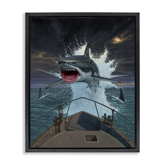 Stupell Industries Fish Out Of Water Black Framed Floater Canvas Wall Art, design by Vincent Hie