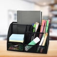 thumbnail image 3 of Organizador de escritorio de malla Baoblaze con 6 ranuras y cajón 22x14x13.5cm Negro, 3 of 8