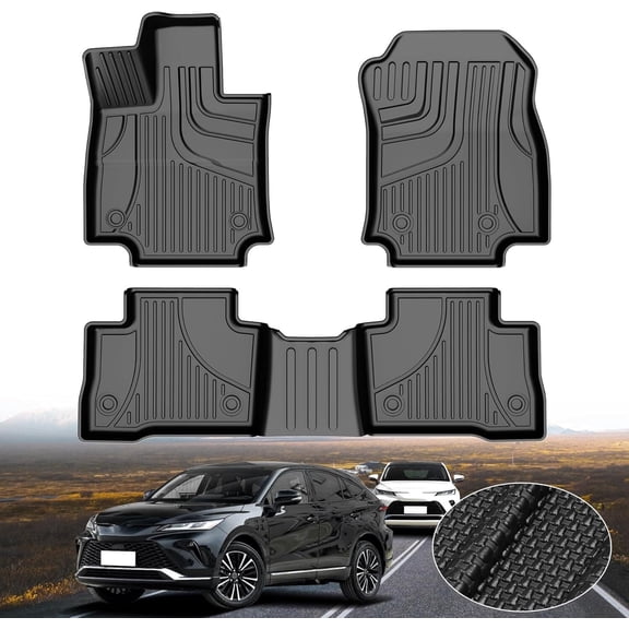 IKABEVEM Car Floor Mats for Toyota Venza 2021-2025 All Weather TPE Rubber Floor Liners Protection Black