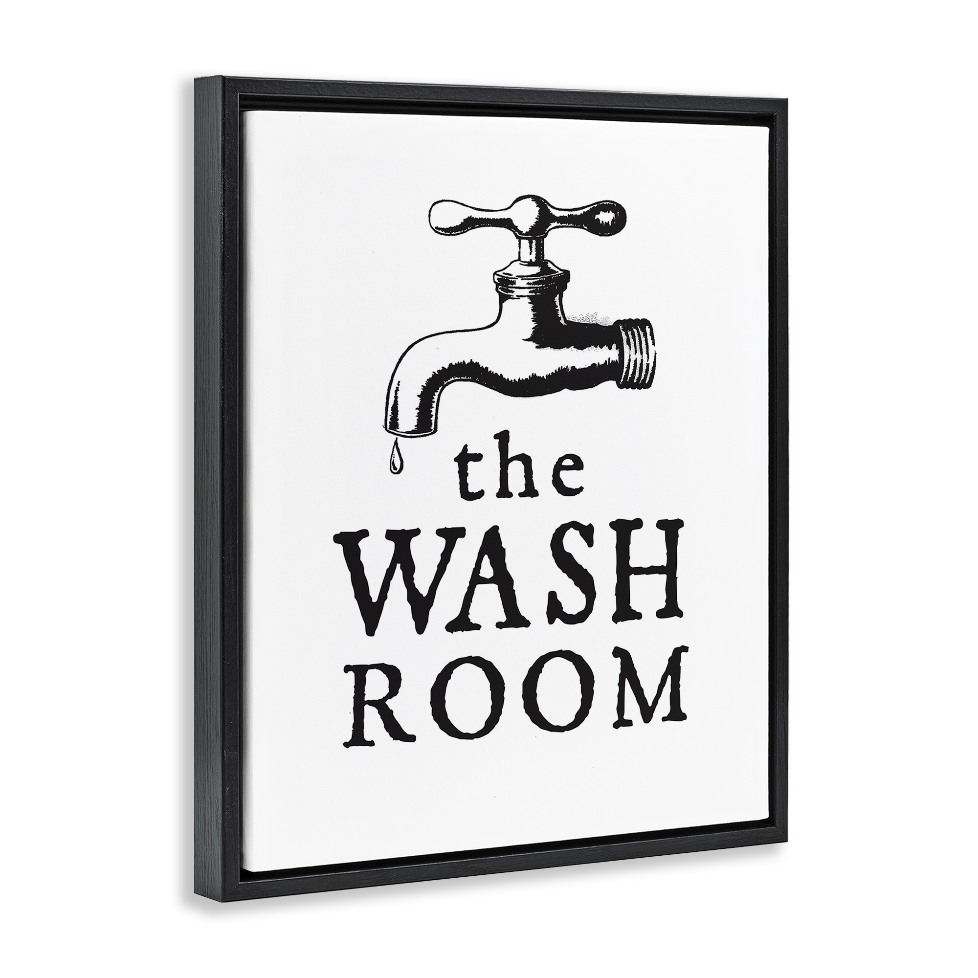 Stupell Industries Vintage Wash Room Typography Painting Black Floater Framed Art Print Wall Art, 25 x 31
