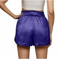 thumbnail image 4 of QATAINLAV Women's Shiny Wide Leg Shorts Drawstring Tie Front Summer Paperbag Shorts Elastic High Waisted Bermuda Shorts with Side Pockets Dark Blue L Clearance Sale, 4 of 9