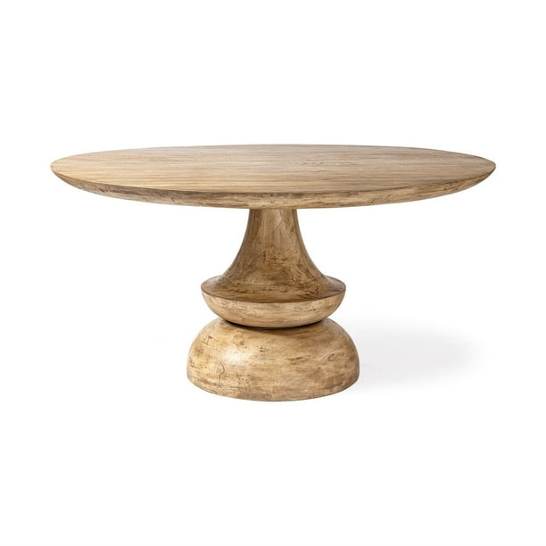 60 Round Blonde Solid Wood And Base Dining Table Com 60 Round Blonde Solid Wood And Base, 60 Round Solid Wood Dining Table