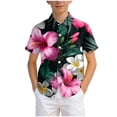 thumbnail image 5 of NOEGOEU Boys Button Down Hawaiian Shirt Short Sleeve Beach Shirt Kids Graphic Tees Tops 5-14 Years (Hot Pink,12-13 Years), 5 of 6