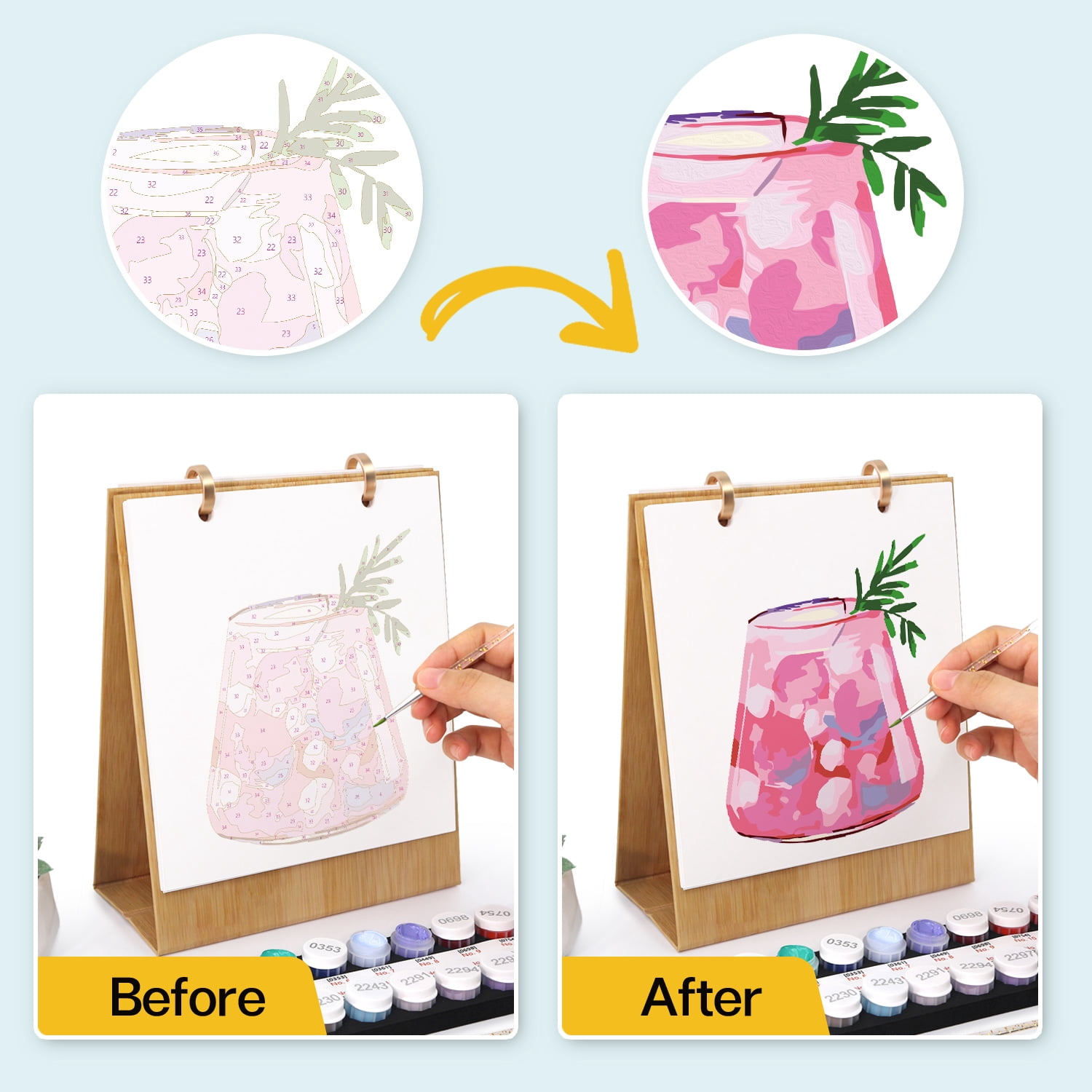 FLOPESN 2026 Desk Calendar DIY Digital Oil Painting Craft Kit, 7.1*8.8 in Paper Calendar with Special Drills for Home Office Decor