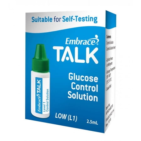 Embrace TALK Blood Glucose Control Solution, Low (L1), 2.5 mL Bottle, 1 Count