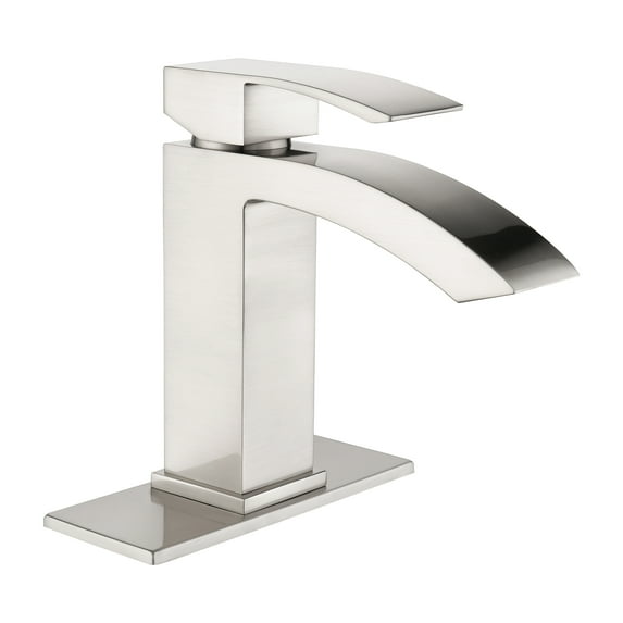 Single Handle Bathroom Sink Faucet, Solid Brass Basin Faucet with 6-inch Cover Plate