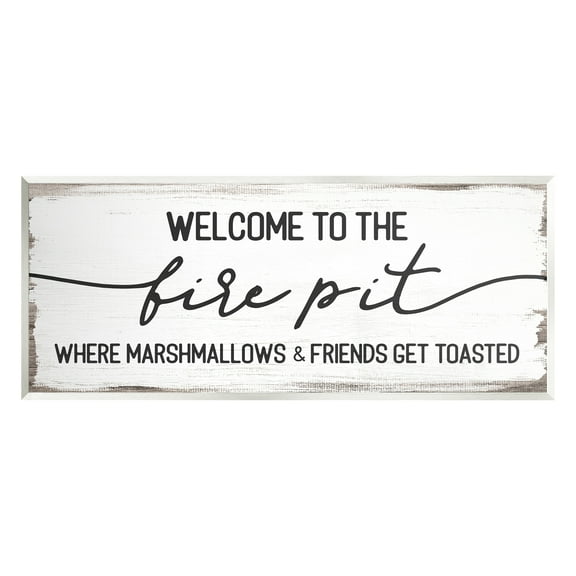 Stupell Industries Welcome Fire Pit Humorous Friends Camping Rustic Sign Graphic Art Unframed Art Print Wall Art, Design by Daphne Polselli