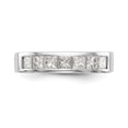 thumbnail image 4 of Solid 14K White Gold Seven Stone Diamond Channel Wedding Ring Band with CZ Cubic Zirconia Size 9, 4 of 8