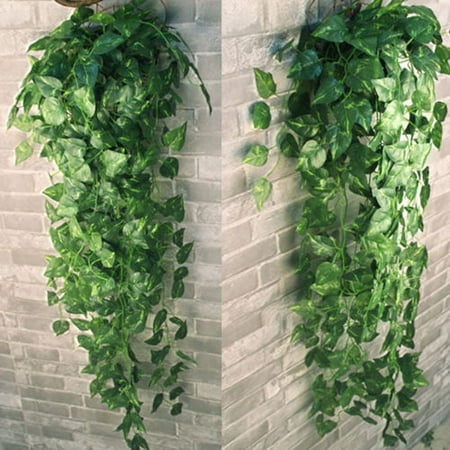 Artificial Plant With Flowers 2 Bunch 4ft Artificial Silk Scindapsus Ivy Leaf Garland Plant Vine Foliage Decor Artificial Plants and Flowers ()