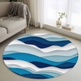 thumbnail image 2 of Area Rug 36in, Abstract Ocean Sea Waves Floor Carpet Living Room Rug, Gradient Blue White Grey Lines Non-Slip Welcome Mat Indoor Rugs for Bedroom Dining Room, 2 of 9