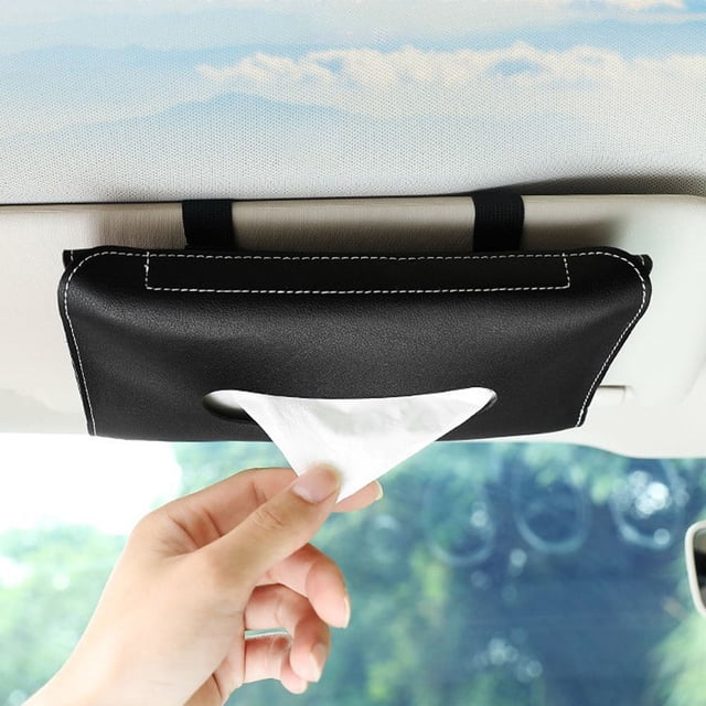 FOMIYES Caja Dispensadora De Pañuelos Para Con Universal En Cuero PU Negro