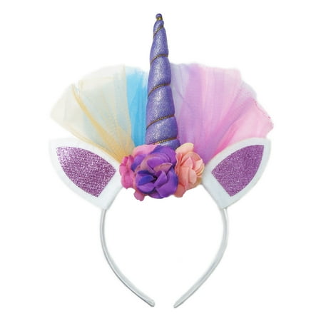 - Wenchoice Girls Lavender Rainbow Shimmer Unicorn Stylish Flower Head Band