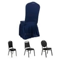 thumbnail image 3 of Efavormart Navy Blue 1-Piece Stretch Fitted Ruffle Pleated Skirt Banquet Chair Cover, 3 of 5