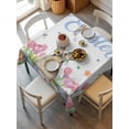 thumbnail image 2 of Easter Suqare Tablecloth - 60 x 60 Inch, Pink Tulip Flowers Spring Watercolor Bunny Floral Waterproof & StainResistant Tablecloth, Washable Oil-proof Table Cover for Dining/Party/Wedding/Buffet, 2 of 9
