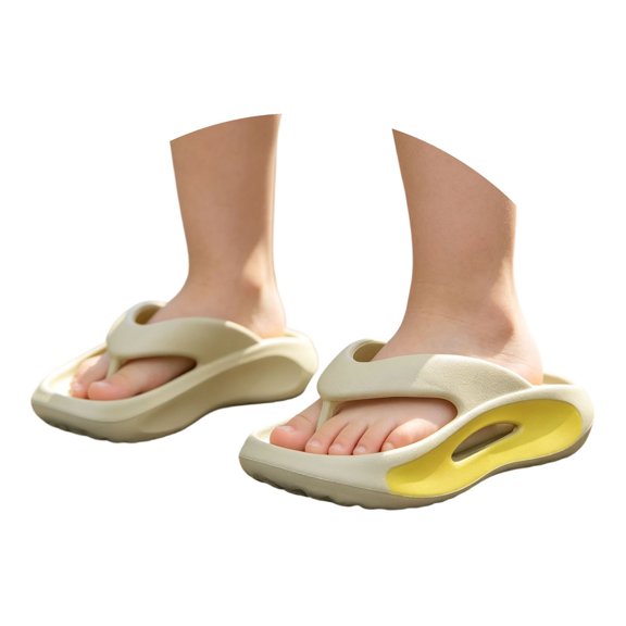 GPOECD Boys Flip Flops Lightweight Boys Summer Sandals Breathable Open Toe Footbed for Outdoor Play and Beach Adventures Kids Slippers 5-12Y Khaki,5.5-6 Years