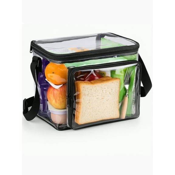 AOMRCOL Clear Lunch Bag,Stadium Approved Clear Crossbody Purse with Detachable Strap,Large Capacity
