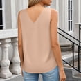 thumbnail image 4 of Inglocry Women's Silk Satin Camisole Tank Tops V Neck Pleated Dressy Casual Sleeveless Blouses Summer Business Work Shirts 2026 Beige XL, 4 of 5