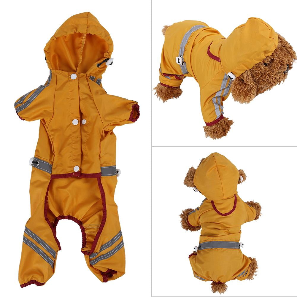 Herwey 6Sizes Pet Raincoat Waterproof Jacket Cat Dog Hood Rain Coat Reflective Jumpsuit Apparel