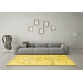 thumbnail image 3 of Ahgly Company Machine Washable Indoor Round Medallion Yellow Traditional Area Rugs, 5' Round, 3 of 4
