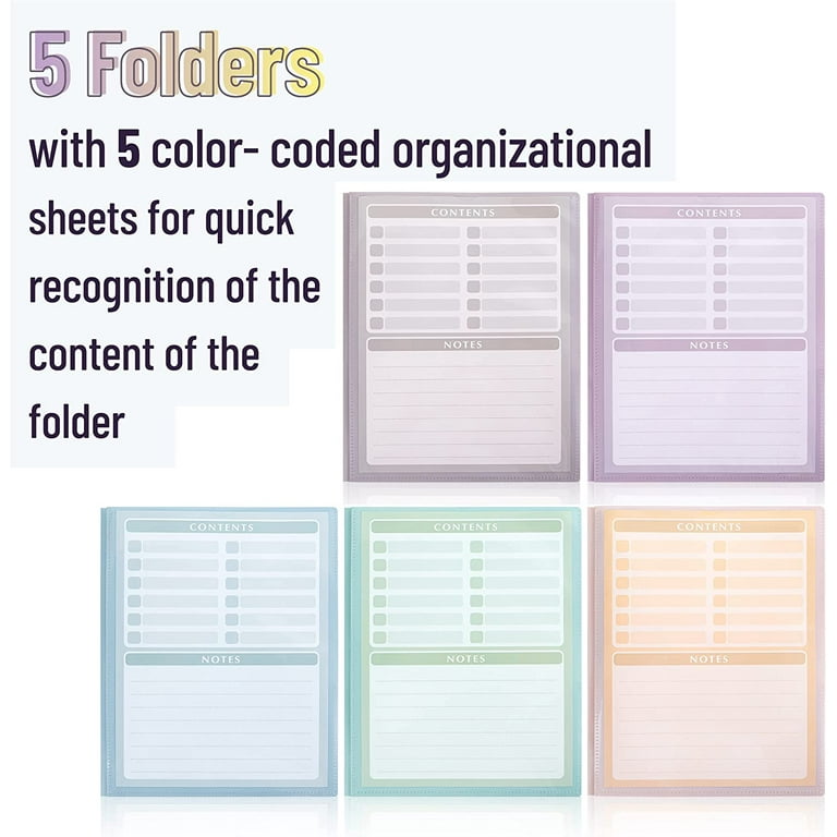  Mr. Pen- Folders with Pockets and Prong with Fasteners, 2  Pocket Folder, 3 Prong Folders, 5 Pack, Plastic : Office Products