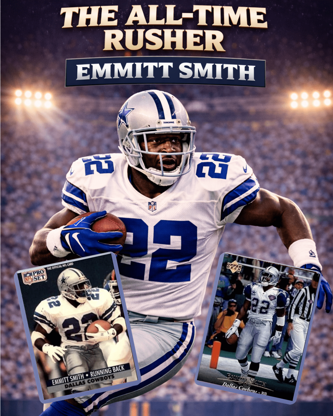 Emmitt Smith Football Cards (5) ASSORTED NFL Football Trading Cards - Perfect for any collector or gift
