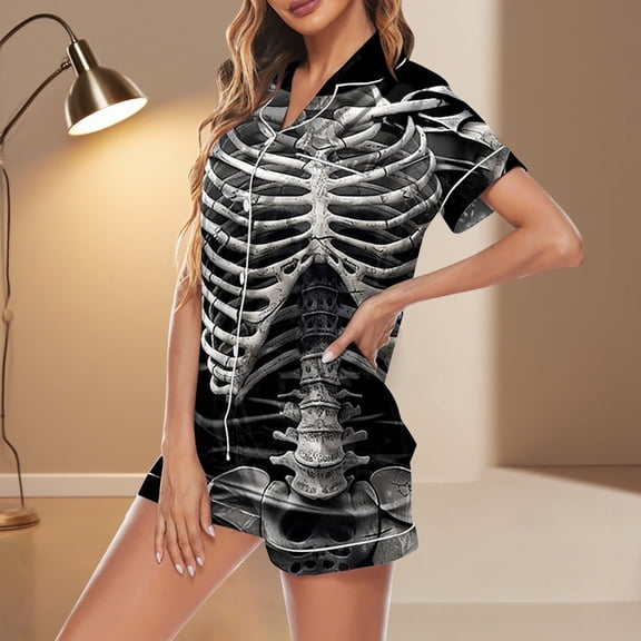 Halloween Pajamas for Women Set Pajamas for Family Pajamas Matching Set Short Sleeve T Shirt and Pants Day Pajama