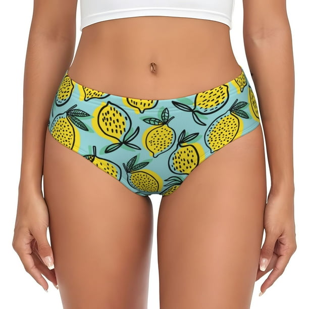 Fotbe Lemon Calzones Estampados para Mujer – Ropa Interior de Algodón, Cómoda, Suave y Elástica-Small
