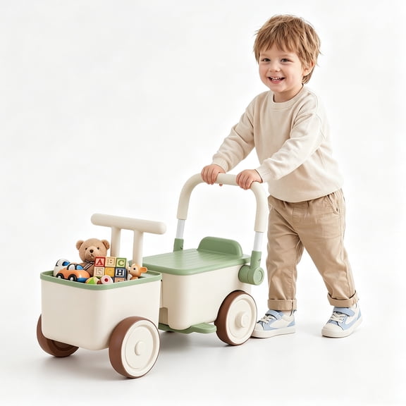 MULTIGOT 3-in-1 Kids Ride On Push Car, Foot-to-Floor Sliding Car for Toddler with Rope Green