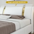Homfa Queen Bed Frame, Faux Leather Upholstered Platform with