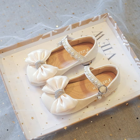 

Little Girls Big Girls Rhinestones Satin Ribbon Pearl Strap Mary Jane Shoes W364 Sizes 9.5C-4Y