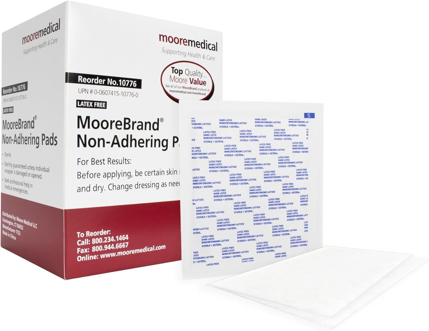 Dynarex Non-Adherent Pads, 3x4 Inch, 100 Count, Sterile Dressing