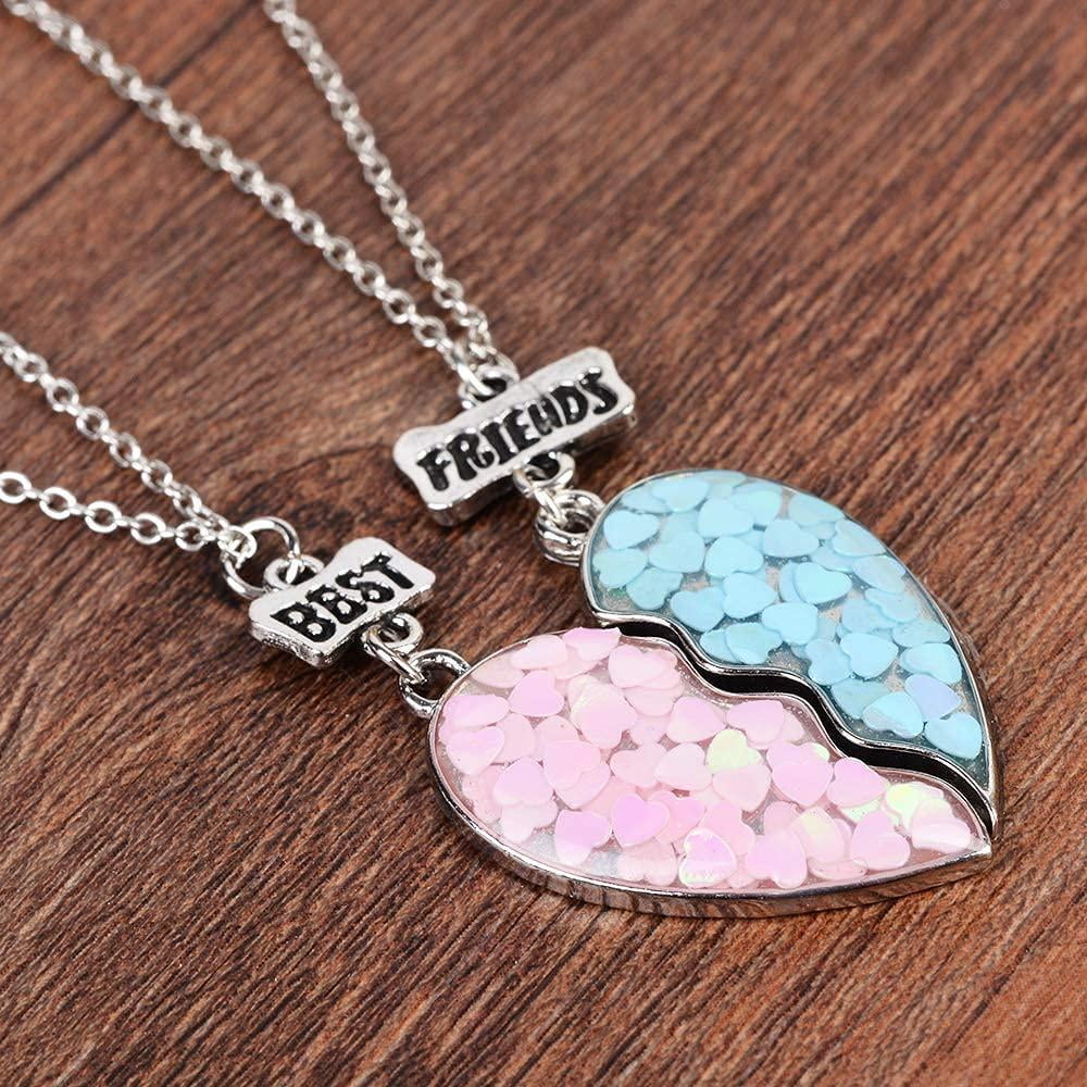 Women Girls Boys Necklace Silver Color Food Rainbow Butterfly Owl Jewelry  Engraved Pendants Friendship Necklaces Pack of 2 