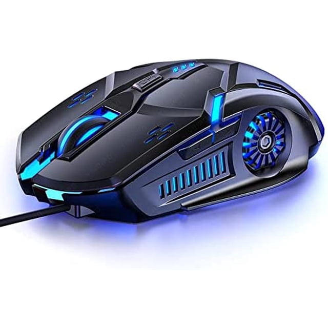 Gaming Mouse Wired, 6-Button 3200DPI Adjustable - RGB Breathing LED Lights, Ergonomic Design for PC Games & Office Work
