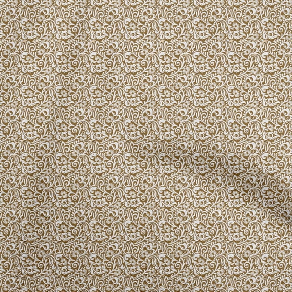 oneOone Polyester Spandex Brown Fabric Damask Sewing Material Print Fabric By The Yard 56 Inch Wide
