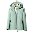 thumbnail image 5 of Oksale Plus Size Rain Jackets for Women Casual Zip Up Raincoats with Pockets Loose Long Sleeve Jackets Solid Color Windbreaker Outdoor Layer Rain Coats 2025 Tops Green L, 5 of 5