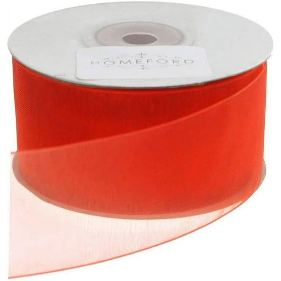 Plain Sheer Organza Ribbon, 1-1/2-Inch, 25 Yards, Coral