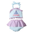 thumbnail image 3 of Swimsuit for Girls 8-10 Classic Hawaiian Little Girls' Swimwear Lightweight Cut Out 2 Piece Bathing Suit with Cover Up Skirt Girls' Swimwear, 3 of 8