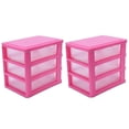 thumbnail image 1 of 2x Mini Boîte de Rangement en Plastique Translucide Type Tiroir Rouge 3 Couches, 1 of 5