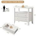thumbnail image 2 of Fluted Nightstand with Charging Station, 27.3" Wide Modern Bedside Table with 2 Drawers & Open Shelf, Large Wood End Table with Storage & Metal Handle for Bedroom, Cream White, 2 of 14