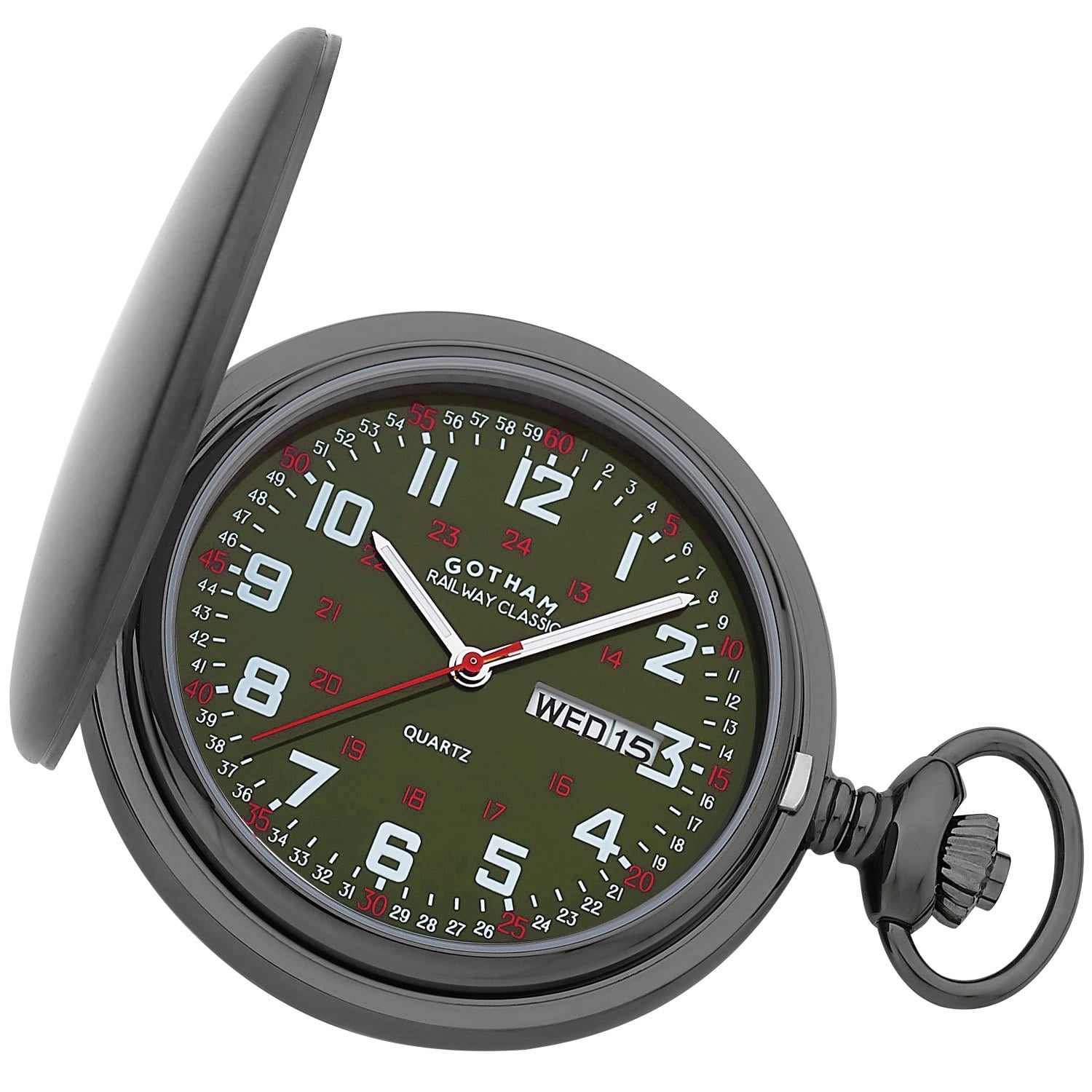 Gotham Men's Railway Classic Gunmetal Stainless Steel Analog Quartz Day