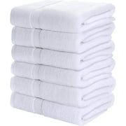 Utopia Towels 6 Pack Cotton Bath Towels, 24 x 48 Inch Lightweight, Pool Towels, Gym Towels & Hair Towels (White)