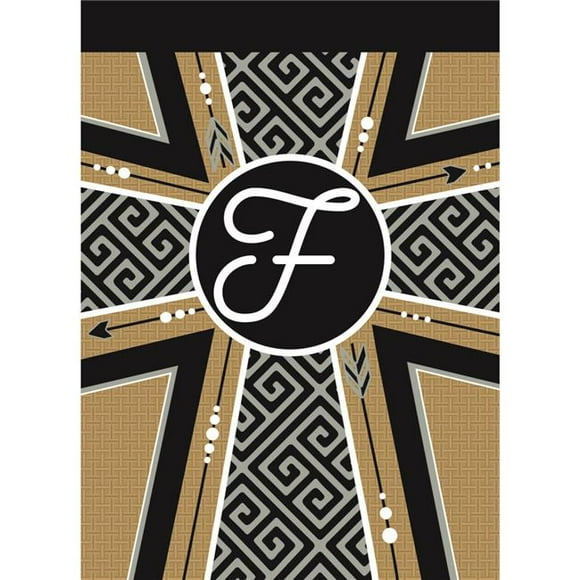 Magnolia Gardens FLAG-5005 13 x 18 in. Double Applique Monogram F Cross Burlap Garden Flag