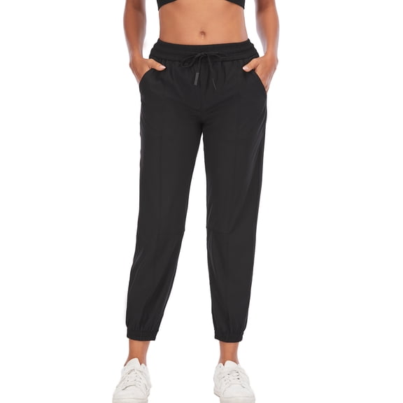 SHCKE Women's Sweatpants Joggers Pants Quick Dry Lightweight Running Workout Athletic Pants Sports Pants with Pockets and Drawstring Elastic Waist Black M