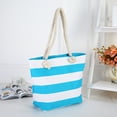 thumbnail image 5 of Xfvqtps Beach Bags for Women Hemp Rope Color Blocking Stripes Large Capacity Waterproof Sandproof Beach Tote Bag for Women Swim Pool Bag for Travel Vacation Nylon Tote Bag Blue, 5 of 6