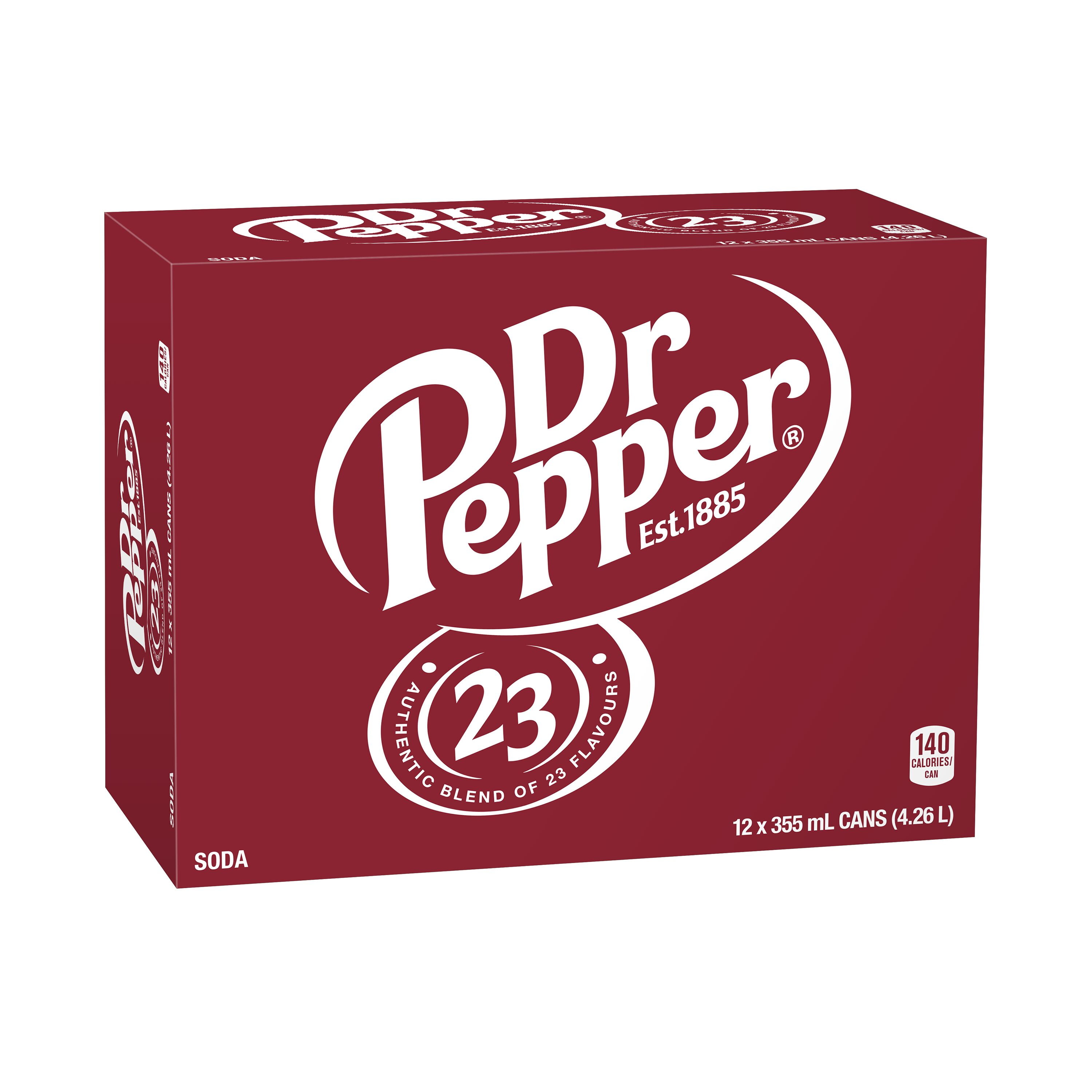Dr Pepper Soda 12 x 355mL, Cans, 12x355mL