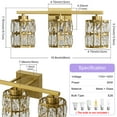 thumbnail image 6 of Deyidn 3-Light Gold Bathroom Vanity Light, 18.9" Dimmable Modern Wall Mirror Light Fixture with Cylinder Crystal Shades for Bathroom, Powder Room, 6 of 10