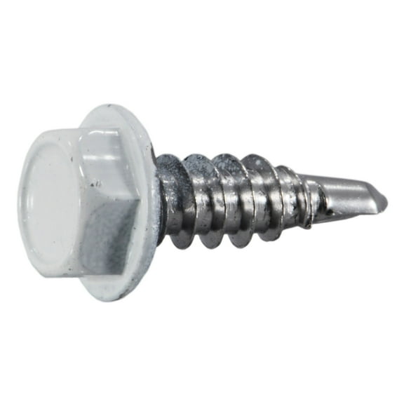 #8-18 x 1/2" White 410 Stainless Hex Head Self-Drilling Screws (15 pcs.)