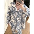 thumbnail image 4 of Womens Multicolor Floral Print Fleece Pajama Set - Cozy Long Sleeve, 4 of 5