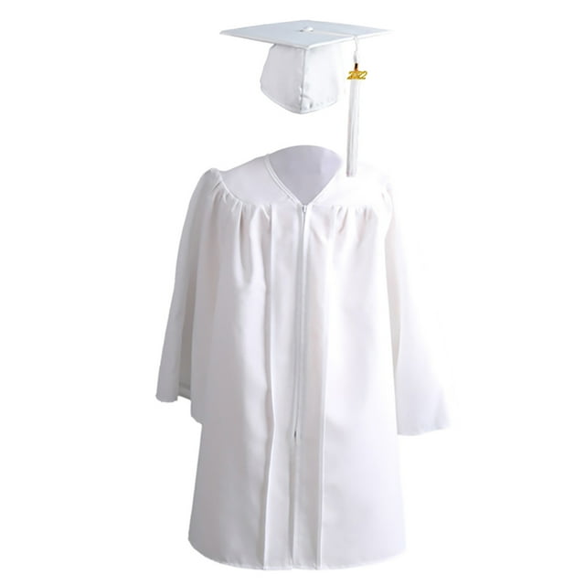HEVIRGO 2Pcs/Set Long Sleeve Zipper Closure Loose Graduation Gown Children School 2022 Graduation Cap Gown Suit for Ceremony